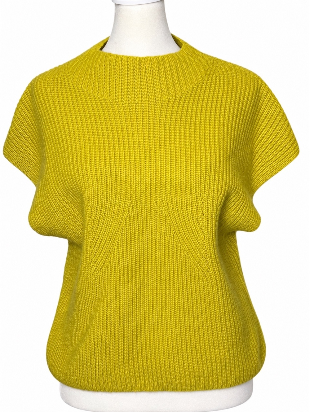 Maeve by Anthropologie Yellow Chartreuse Ribbed Knit Cropped Sweater Top M